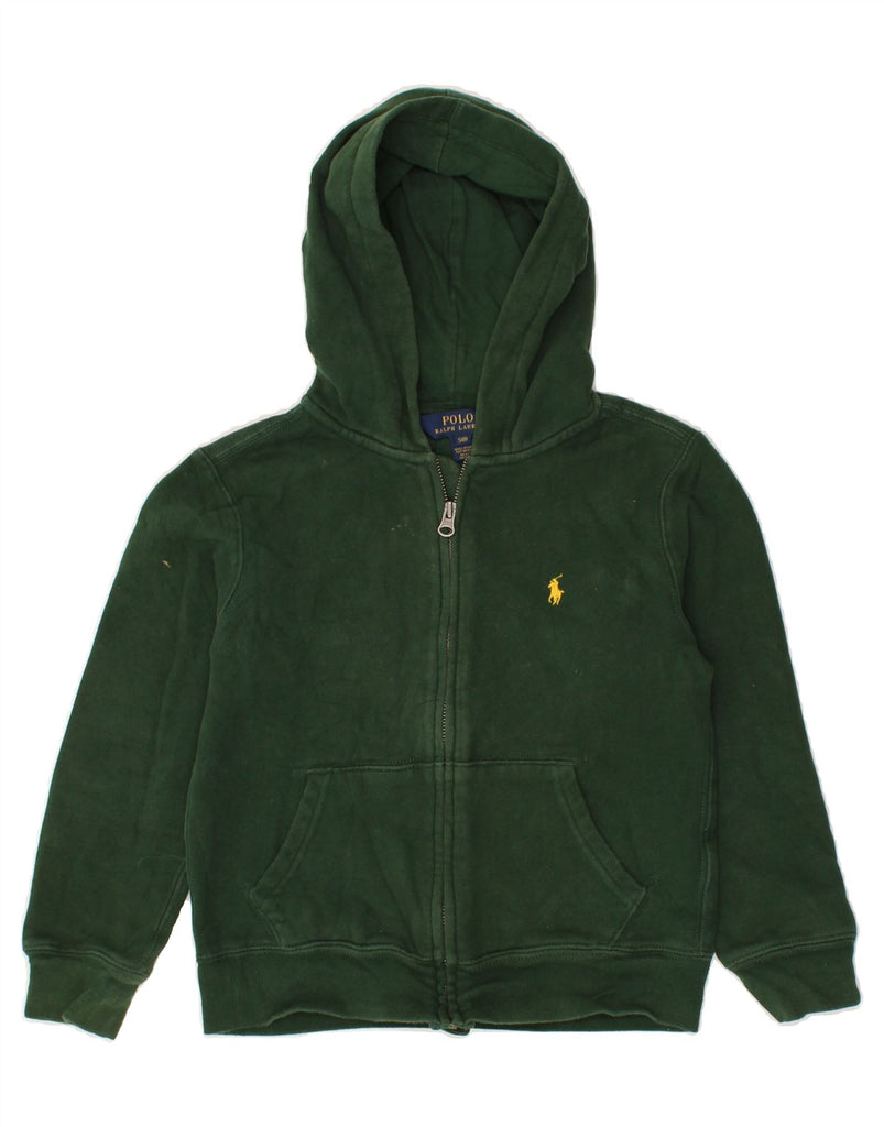 POLO RALPH LAUREN Boys Zip Hoodie Sweater 7-8 Years Small Green Cotton | Vintage Polo Ralph Lauren | Thrift | Second-Hand Polo Ralph Lauren | Used Clothing | Messina Hembry 