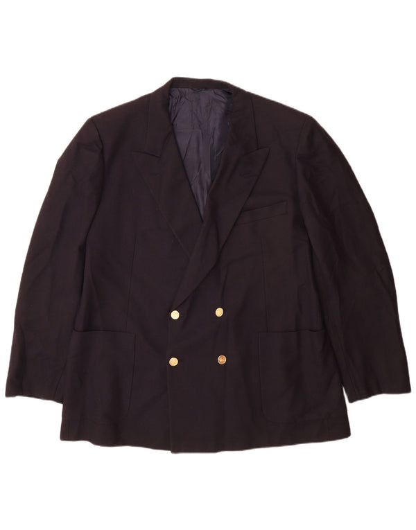 Burberrys Mens Double Breasted Blazer Jacket IT 56 XL Navy Blue Wool