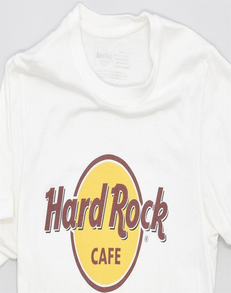 HARD ROCK CAFE Mens Madrid Graphic T-Shirt Top Small White Cotton | Vintage | Thrift | Second-Hand | Used Clothing | Messina Hembry 