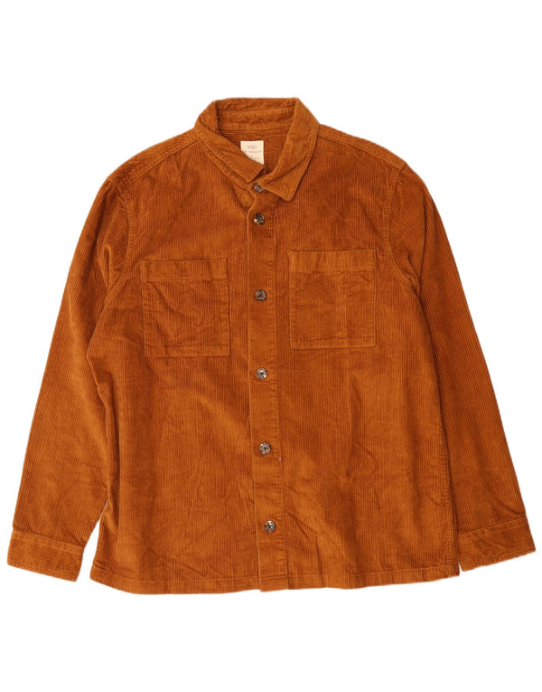 Marks & Spencer Mens Overshirt Corduroy Shirt Large Brown Cotton