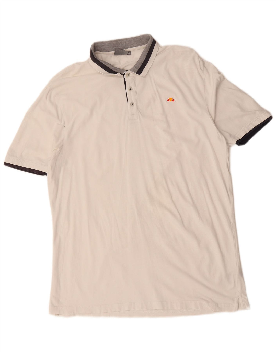 Ellesse Mens Polo Shirt XL White Striped Cotton