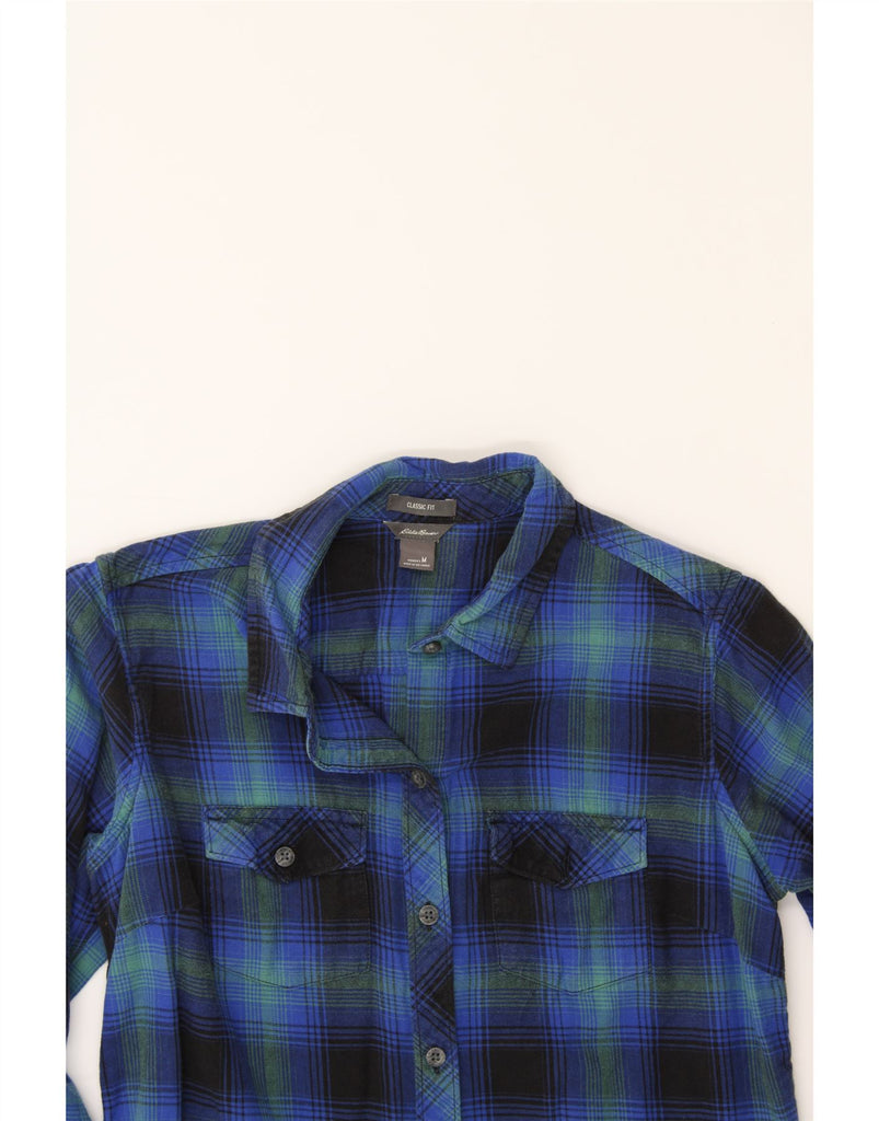 EDDIE BAUER Womens Classic Fit Flannel Shirt UK 14 Medium Blue Check Vintage Eddie Bauer and Second-Hand Eddie Bauer from Messina Hembry 