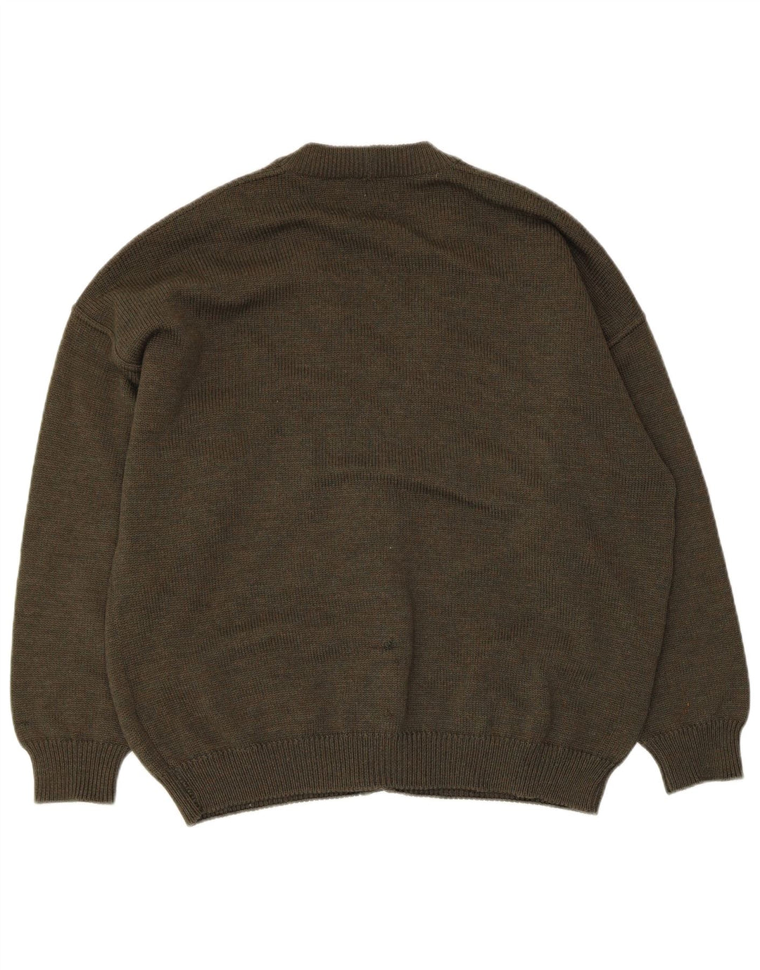 Bramante Mens Cardigan Sweater Large Khaki Argyle/Diamond Virgin Wool