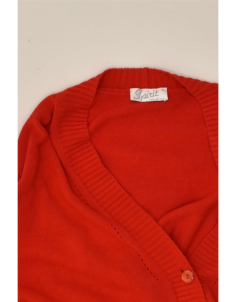 VINTAGE Womens Cardigan Sweater UK 14 Medium Red Cotton | Vintage Vintage | Thrift | Second-Hand Vintage | Used Clothing | Messina Hembry 