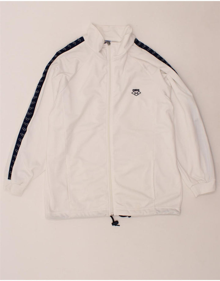 ARENA Womens Graphic Tracksuit Top Jacket UK 16 Large White Polyester Vintage Arena and Second-Hand Arena from Messina Hembry 