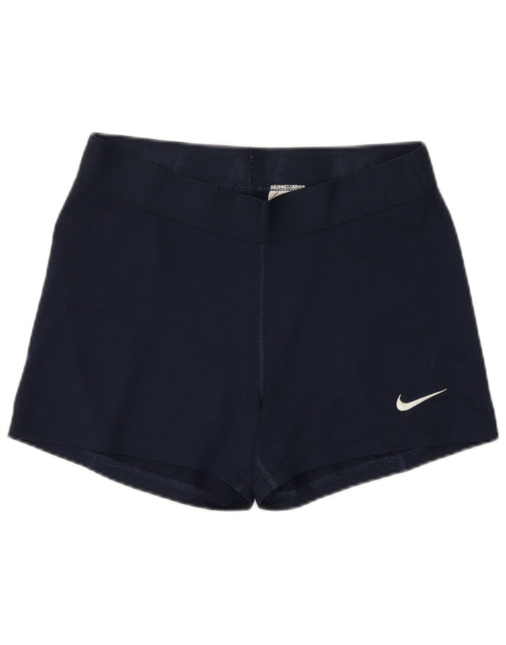 NIKE Womens Dri Fit Sport Shorts UK 14 Large  Navy Blue Polyester