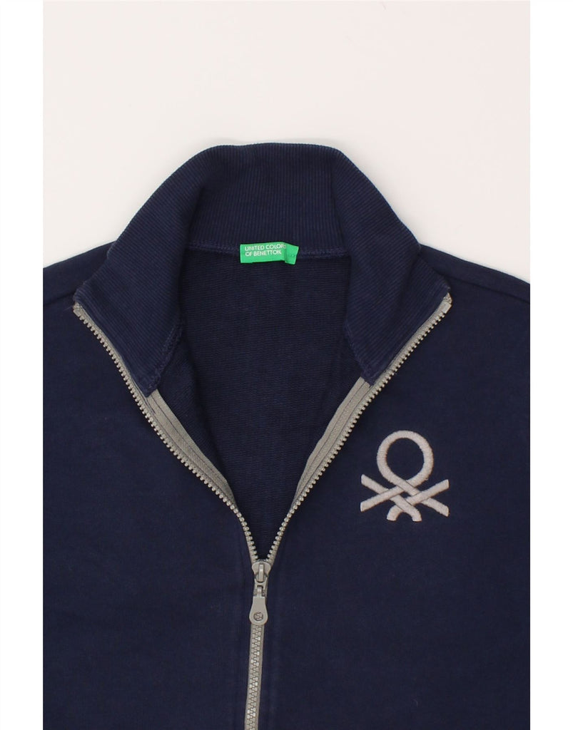 BENETTON Womens Tracksuit Top Jacket UK 12 Medium Navy Blue Cotton | Vintage Benetton | Thrift | Second-Hand Benetton | Used Clothing | Messina Hembry 