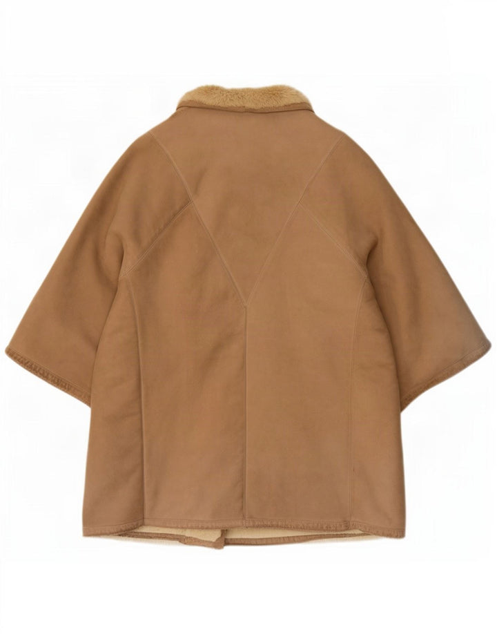 Vintage Womens 3/4 Sleeve Shearling Coat UK 14 Medium Beige