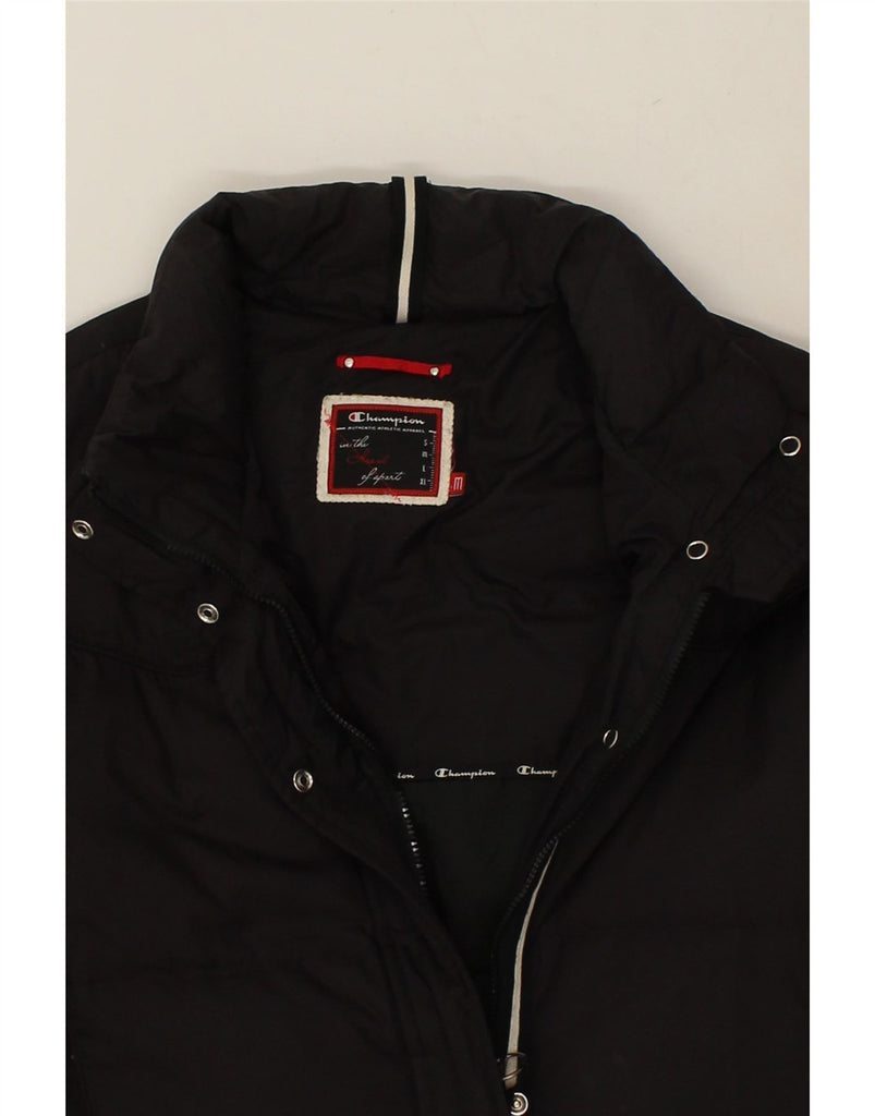 CHAMPION Womens Padded Coat UK 14 Medium Black Polyester Vintage Champion and Second-Hand Champion from Messina Hembry 