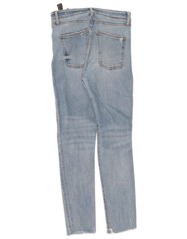 Zara Womens High Waist Distressed Slim Jeans EU 40 Medium W30 L29 Blue