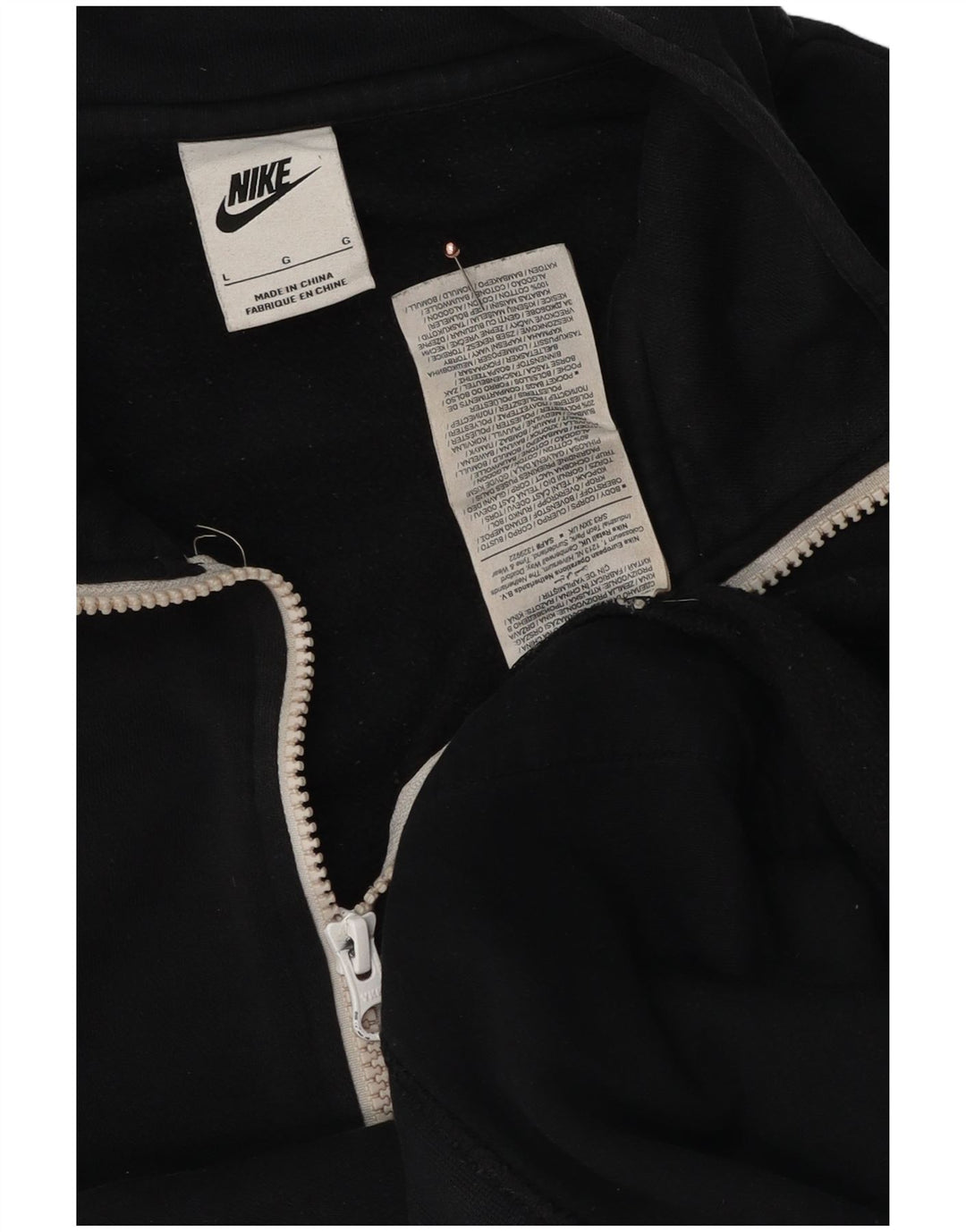 Nike Mens Zip Neck Sweatshirt Jumper Large Black Cotton