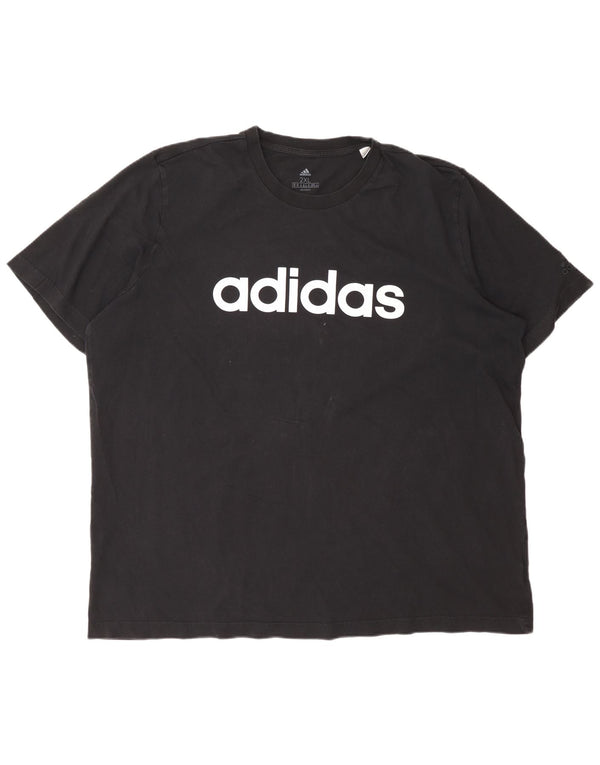 Adidas Mens Graphic T-Shirt Top 2XL Black Cotton