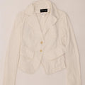 PATRIZIA PEPE Womens Crop 2 Button Blazer Jacket IT 40 Small White Cotton Vintage Patrizia Pepe and Second-Hand Patrizia Pepe from Messina Hembry 