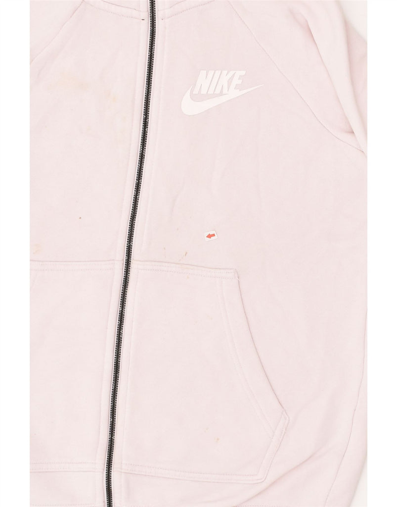 NIKE Womens Graphic Zip Hoodie Sweater UK 6 XS Pink Cotton | Vintage Nike | Thrift | Second-Hand Nike | Used Clothing | Messina Hembry 