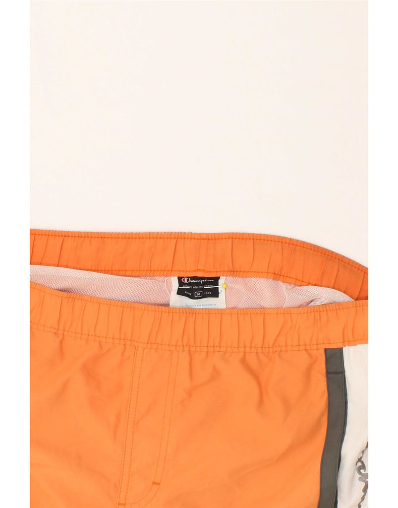 CHAMPION Mens Graphic Sport Shorts Medium Orange Colourblock Polyester Vintage Champion and Second-Hand Champion from Messina Hembry 