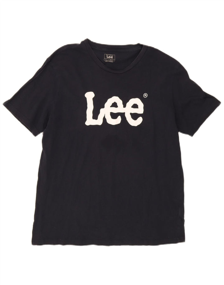 Lee Mens Graphic T-Shirt Top Large Navy Blue Cotton