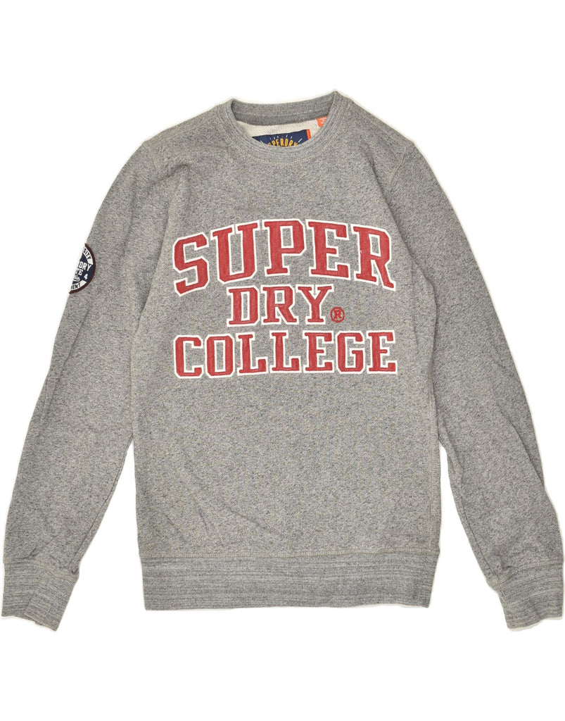 SUPERDRY Mens Graphic Sweatshirt Jumper Small Grey Flecked Cotton | Vintage Superdry | Thrift | Second-Hand Superdry | Used Clothing | Messina Hembry 