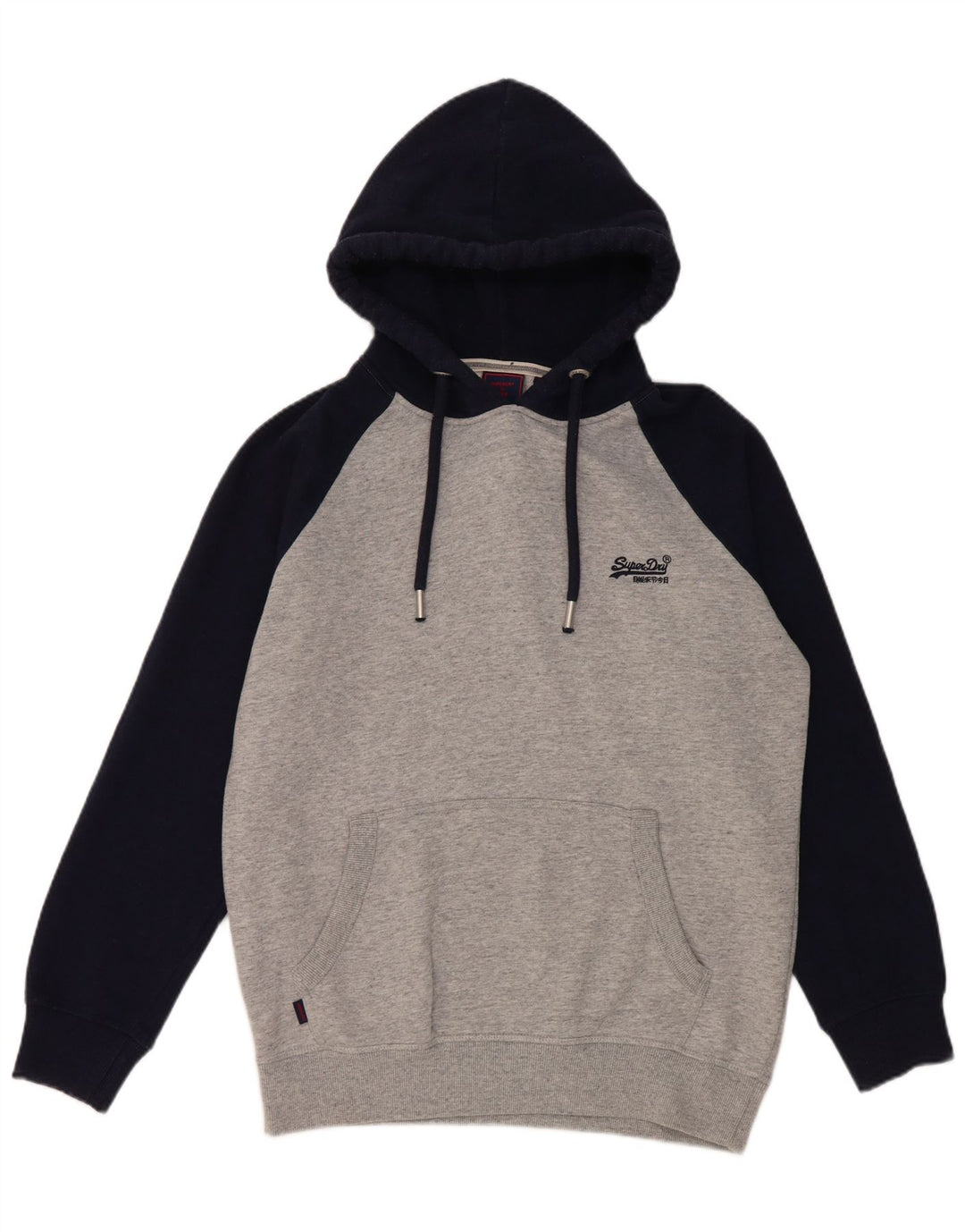 Superdry Mens Hoodie Jumper Large Grey Colourblock Cotton