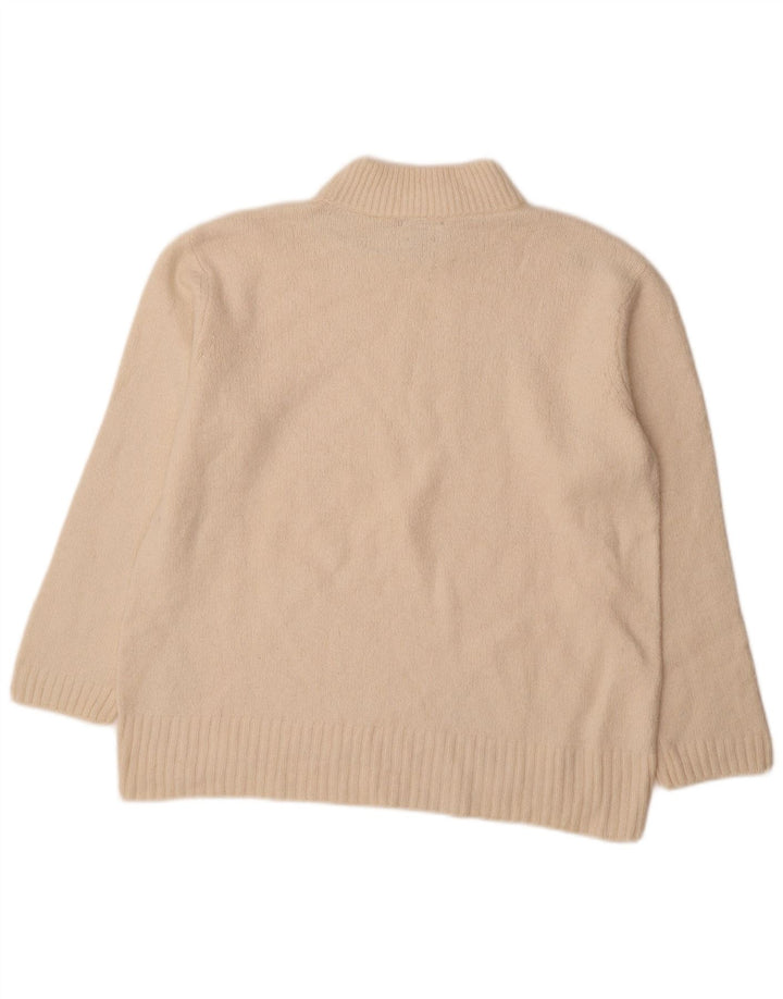 Massimo Dutti Womens Turtle Neck Jumper Sweater UK 16 Large Off White