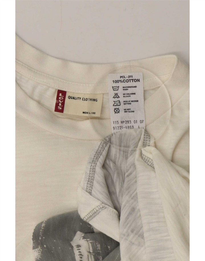 Levi's Mens Engineered Jeans Graphic Top Long Sleeve Large White Cotton