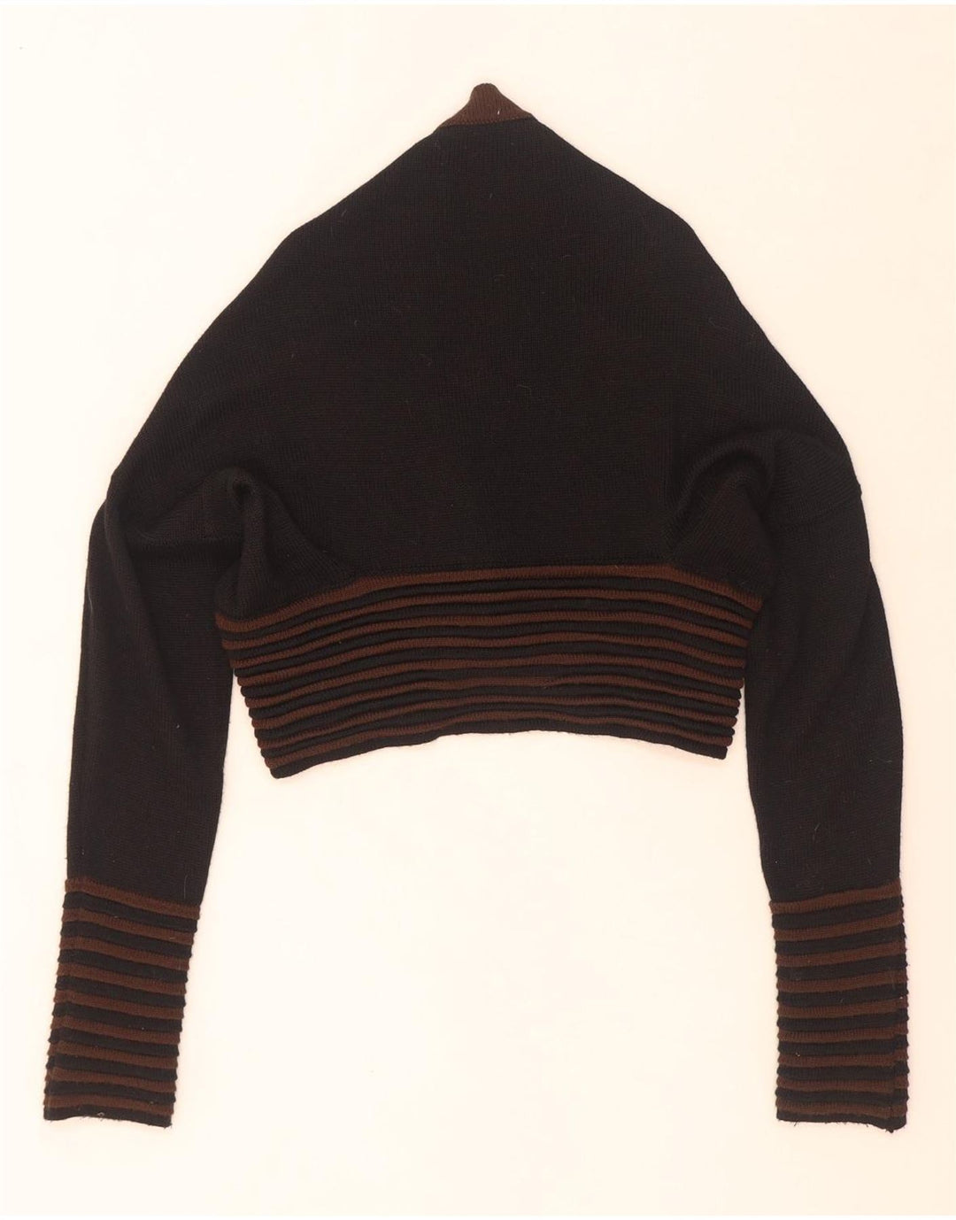 Vintage Womens Crop Cardigan Sweater IT 44 Medium Black Striped