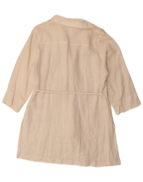Marks & Spencer Womens 3/4 Sleeve Shirt Dress UK 18 XL White Linen
