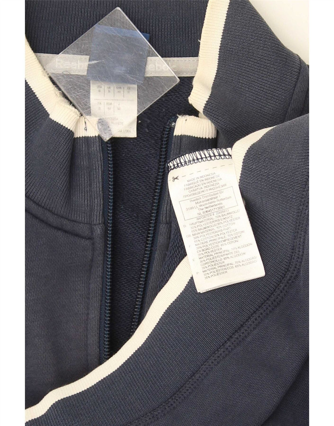 Reebok Mens Tracksuit Top Jacket Small Navy Blue Cotton