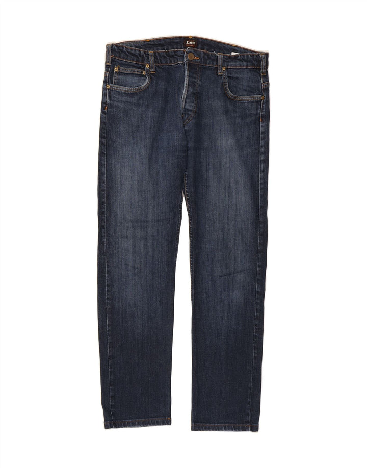 LEE Womens Powell Straight Jeans W34 L30 Navy Blue Cotton