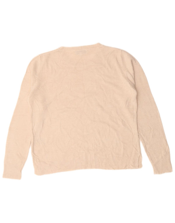 Marks & Spencer Womens Boat Neck Jumper Sweater UK 16 Large Beige Acrylic