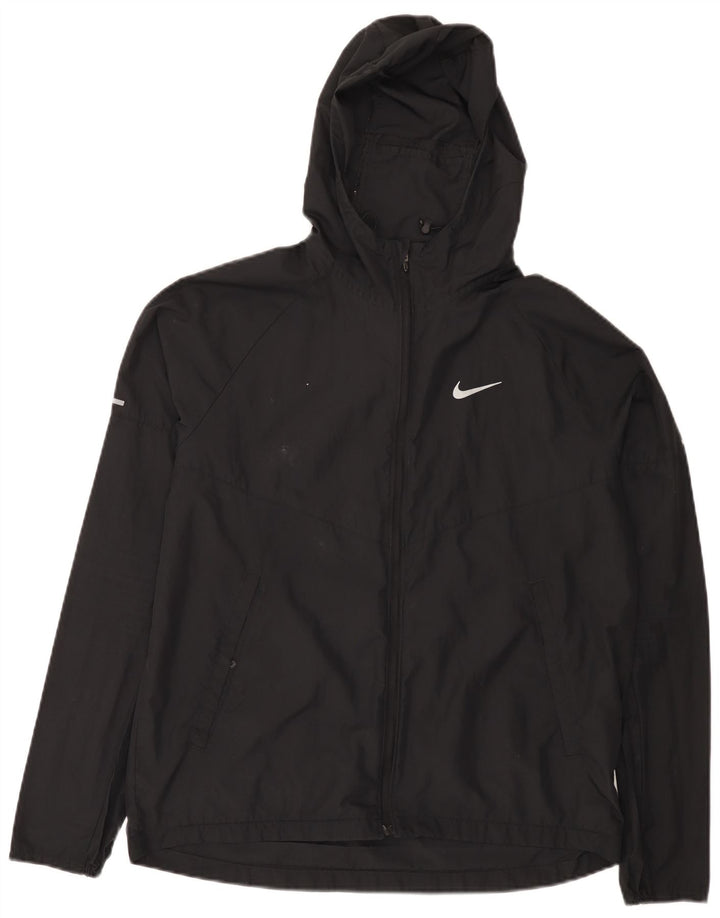 Nike Womens Running Hooded Tracksuit Top Jacket UK 14 Medium Black