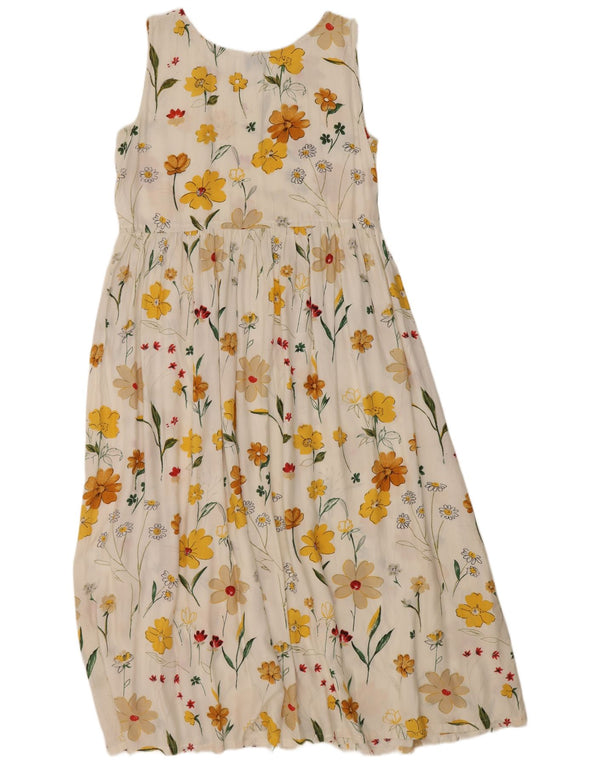 Vintage Womens Sleeveless Maxi Dress UK 12 Medium White Floral