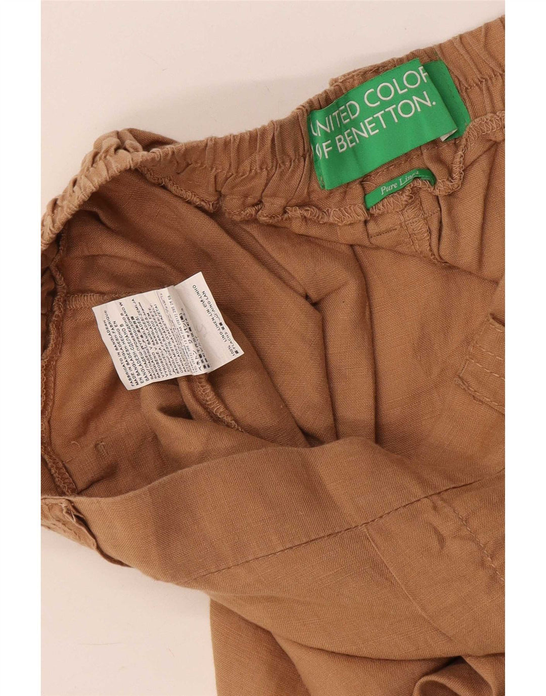 Benetton Womens Pegged Casual Shorts Medium W32 Beige Linen