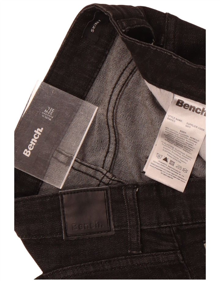 Bench Mens Skinny Jeans W32 L32 Black Cotton