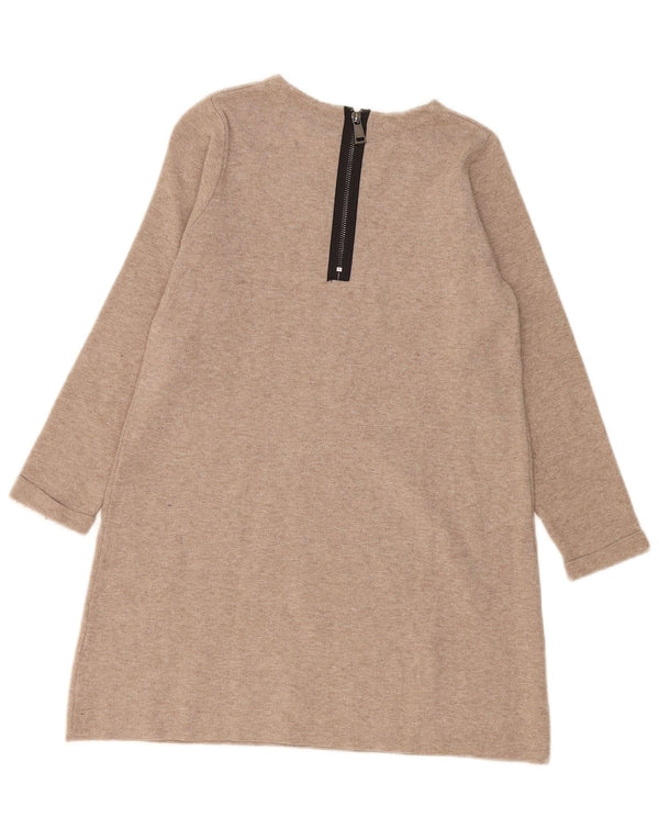 Zara Girls Long Sleeve Jumper Dress 9-10 Years Beige