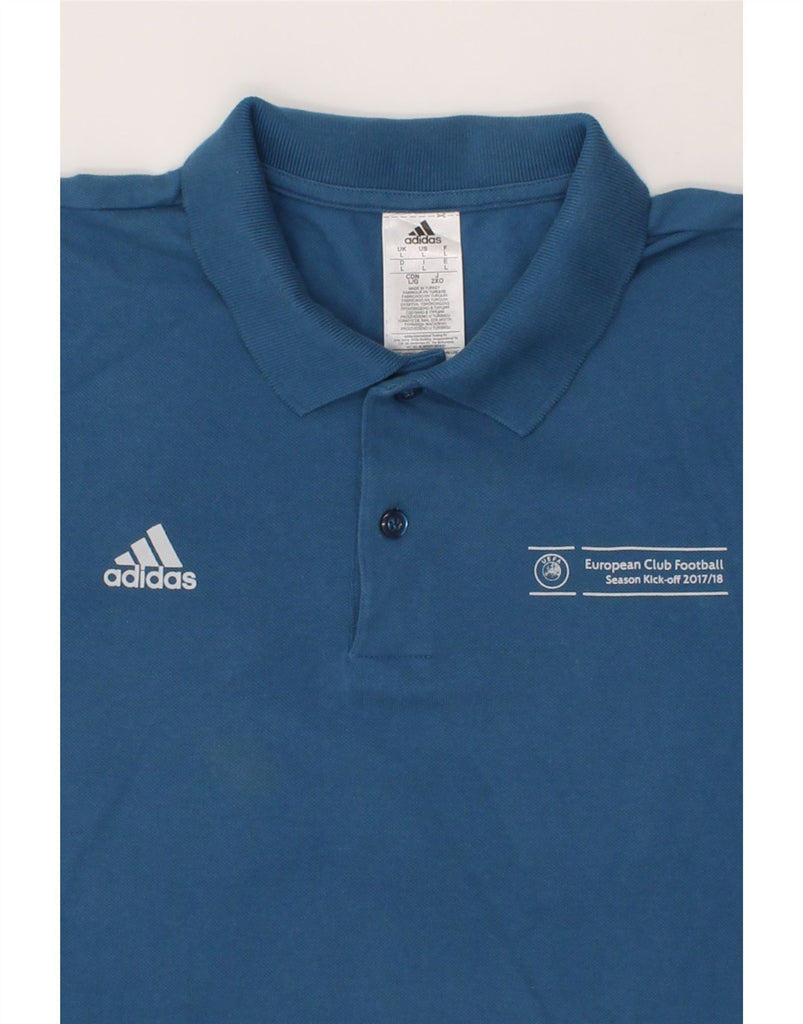 ADIDAS Mens Graphic Polo Shirt Large Navy Blue Cotton Vintage Adidas and Second-Hand Adidas from Messina Hembry 
