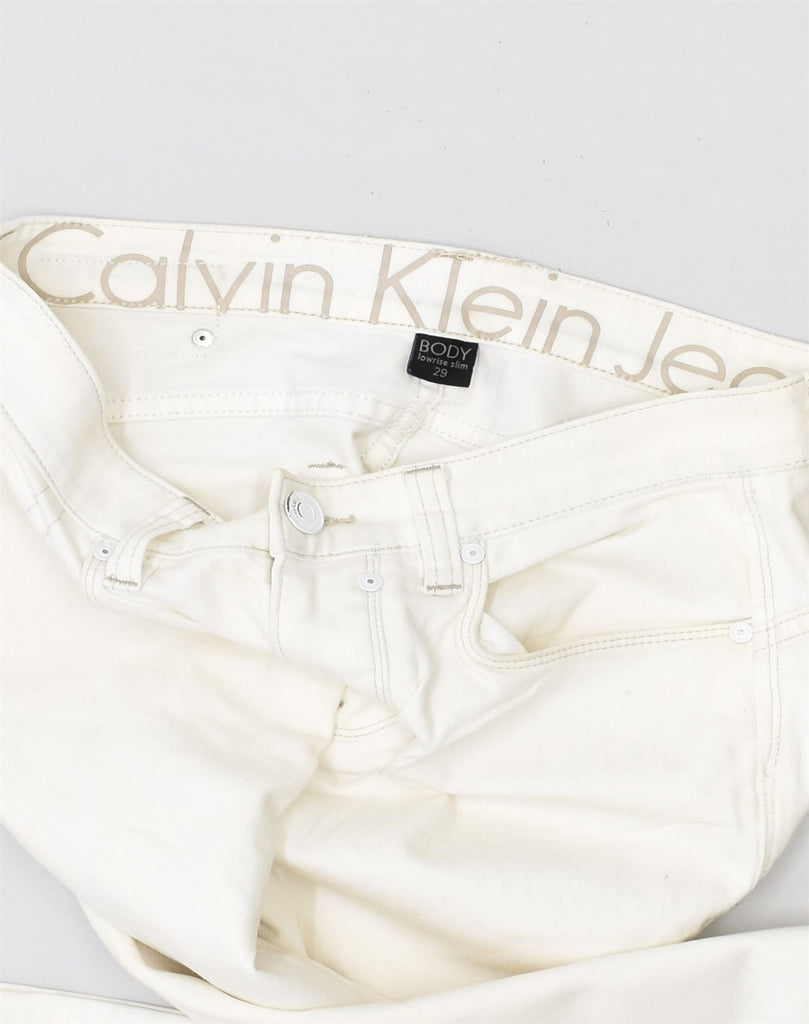 CALVIN KLEIN Womens Low Waist Slim Jeans W29 L28 White Cotton | Vintage Calvin Klein | Thrift | Second-Hand Calvin Klein | Used Clothing | Messina Hembry 