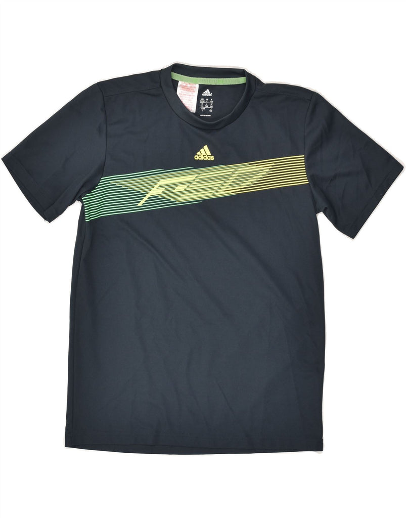 ADIDAS Boys T-Shirt Top 13-14 Years Navy Blue Polyester | Vintage Adidas | Thrift | Second-Hand Adidas | Used Clothing | Messina Hembry 