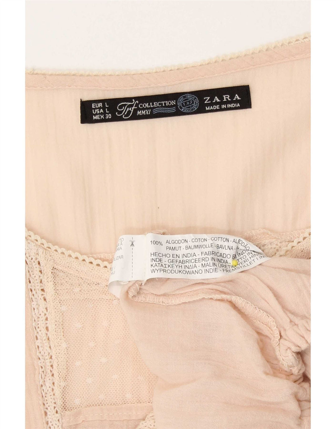 Zara Womens Shirt Blouse UK 16 Large Pink Cotton