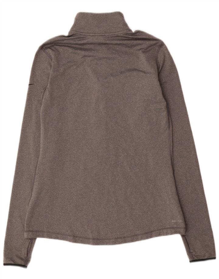 Nike Womens Dri Fit Zip Neck Pullover Tracksuit Top UK 14 Large Grey
