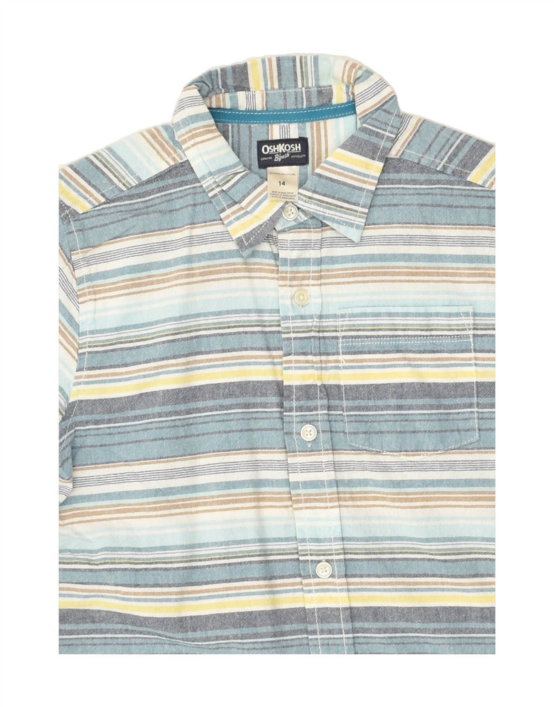 OSH KOSH Boys Short Sleeve Shirt 13-14 Years Grey Striped Cotton | Vintage Osh Kosh | Thrift | Second-Hand Osh Kosh | Used Clothing | Messina Hembry 