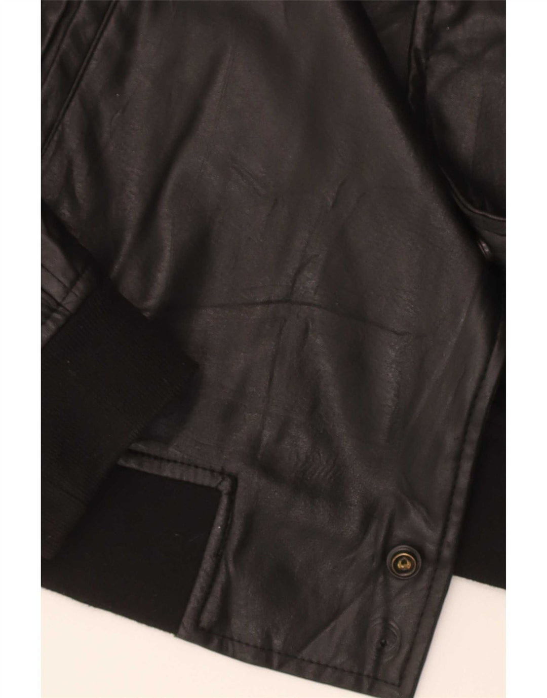 Zara Mens Faux Leather Bomber Jacket UK 38 Medium Black Polyester