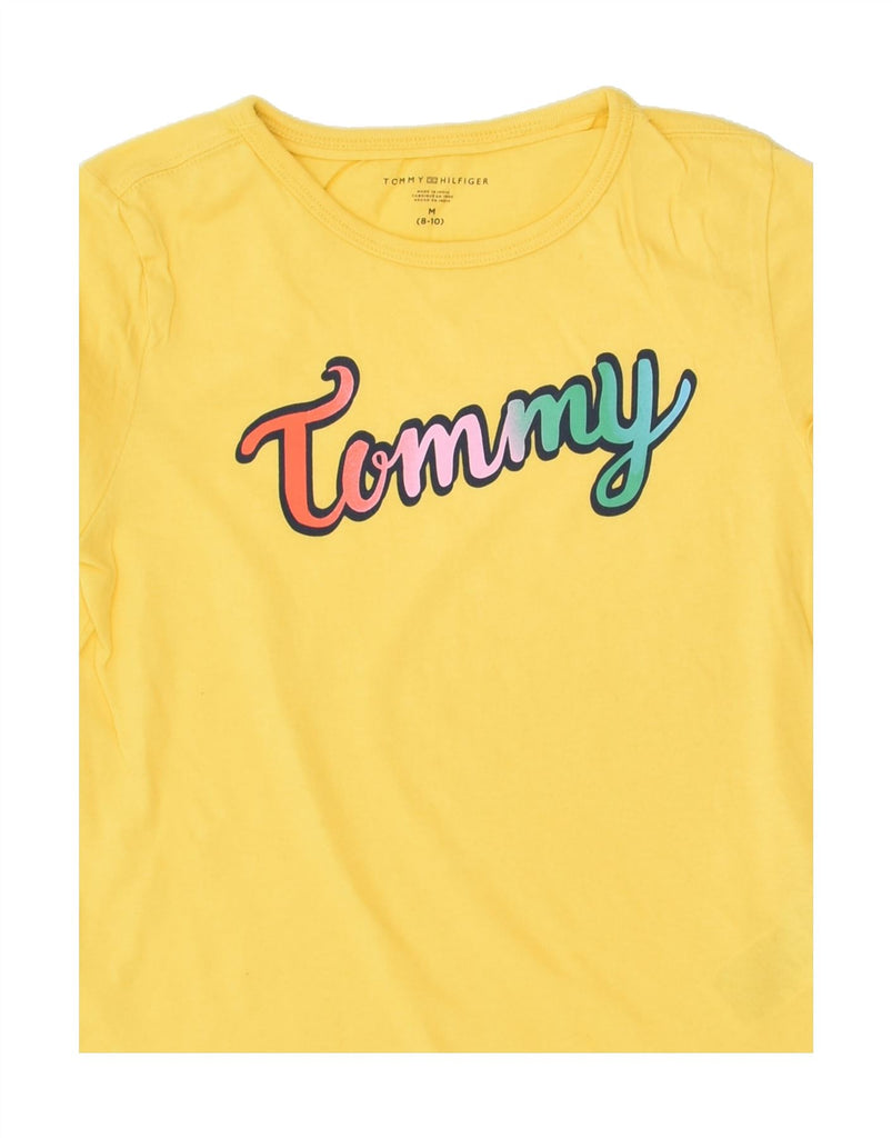 TOMMY HILFIGER Girls Graphic T-Shirt Top 8-9 Years Medium Yellow Cotton | Vintage Tommy Hilfiger | Thrift | Second-Hand Tommy Hilfiger | Used Clothing | Messina Hembry 