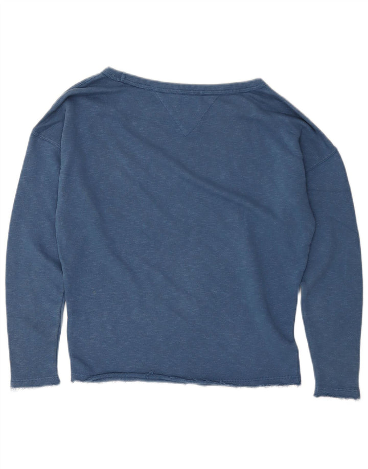 Tommy Hilfiger Womens Graphic Oversized Sweatshirt Jumper UK 6 XS Blue
