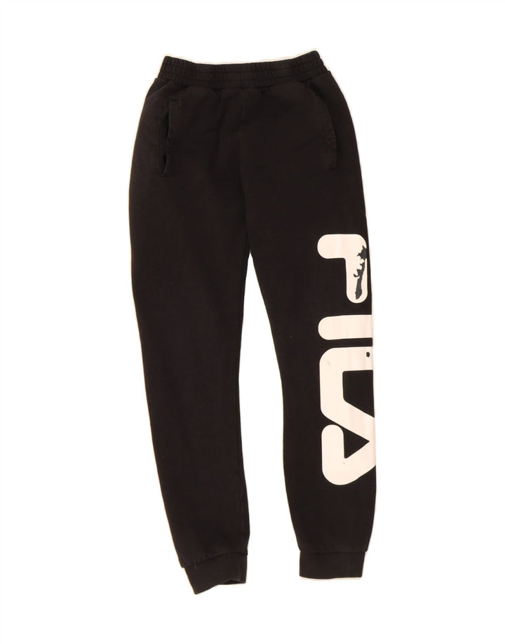 FILA Boys Graphic Tracksuit Trousers Joggers 9-10 Years  Black Vintage Fila and Second-Hand Fila from Messina Hembry 