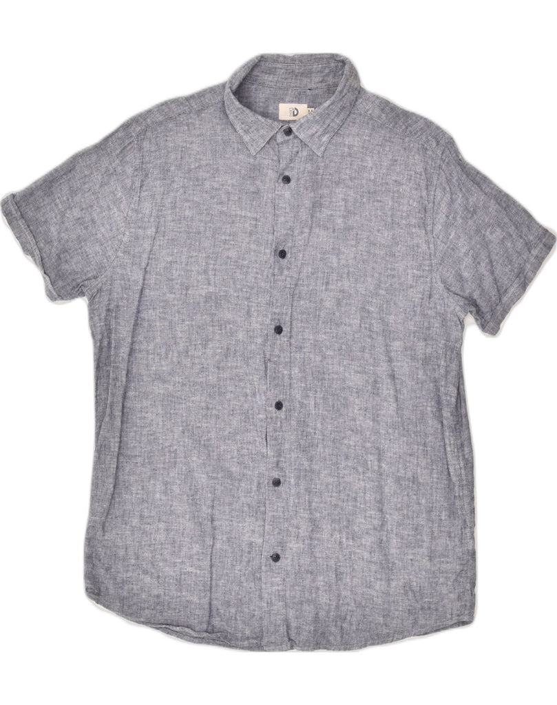 DACK'S Mens Short Sleeve Shirt Medium Grey Linen | Vintage Dack's | Thrift | Second-Hand Dack's | Used Clothing | Messina Hembry 