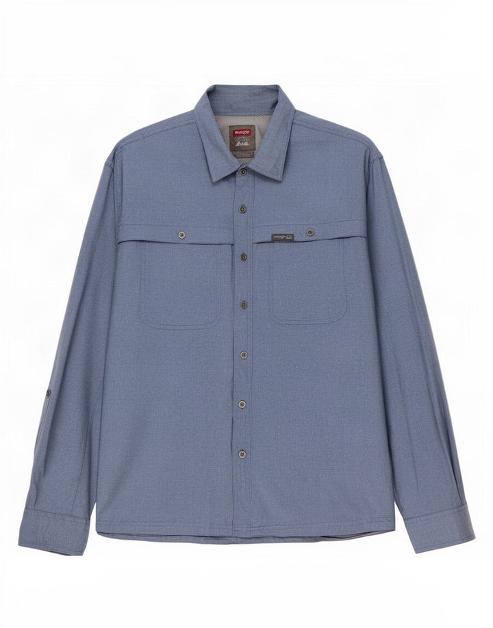 Wrangler Mens Regular Fit Shirt XL Blue Polyester