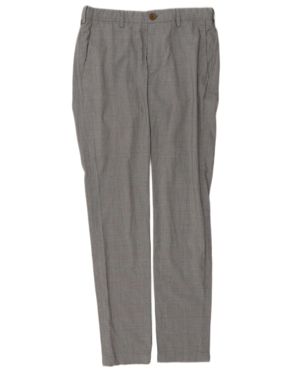 ZARA Mens Slim Chino Trousers EU 38 Small W30 L31 Grey Houndstooth