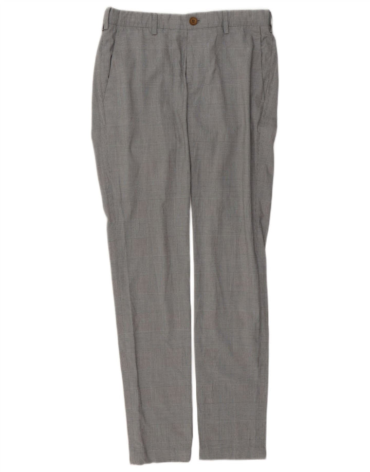 ZARA Mens Slim Chino Trousers EU 38 Small W30 L31 Grey Houndstooth