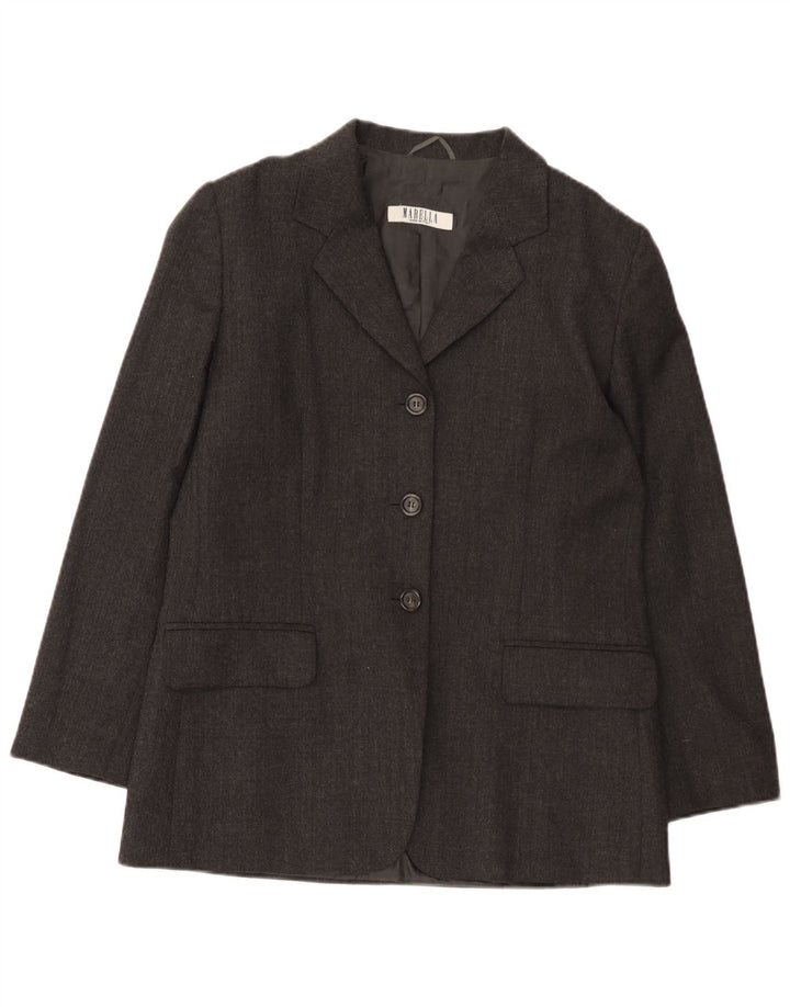 MARELLA Womens 3 Button Blazer Jacket UK 14 Medium Grey Wool