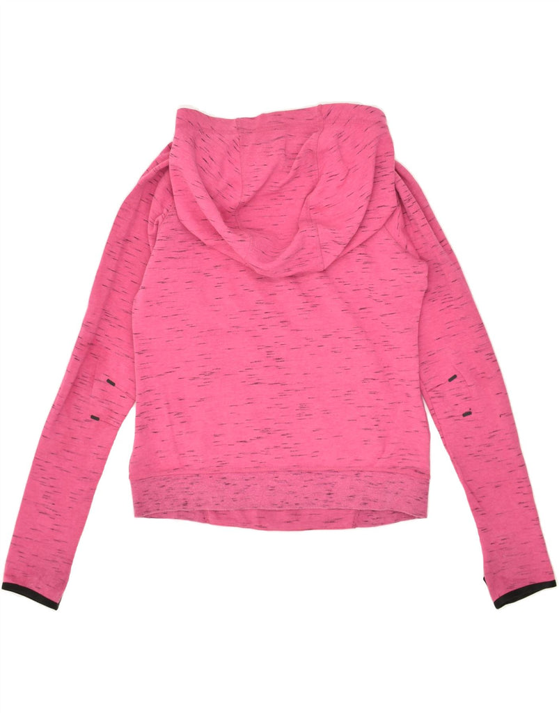 NIKE Womens Crop Hoodie Jumper UK 14 Medium Pink Flecked Cotton Vintage Nike and Second-Hand Nike from Messina Hembry 